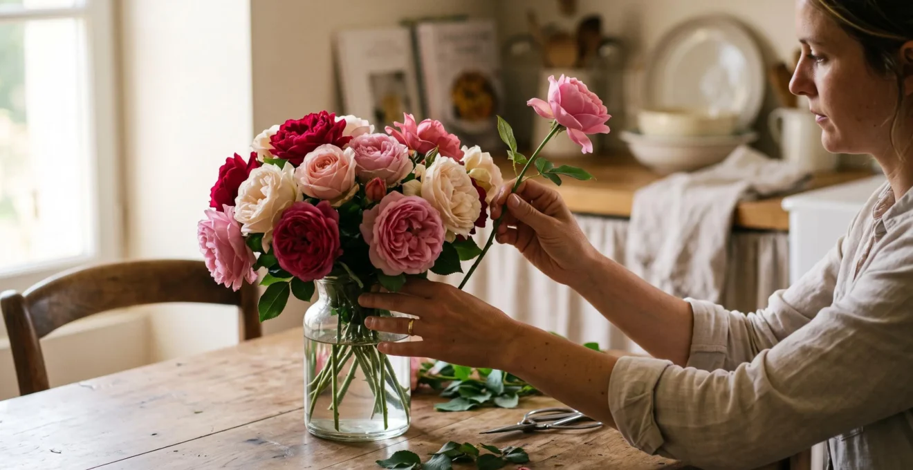 Bouquet de roses fraîches dans un vase.